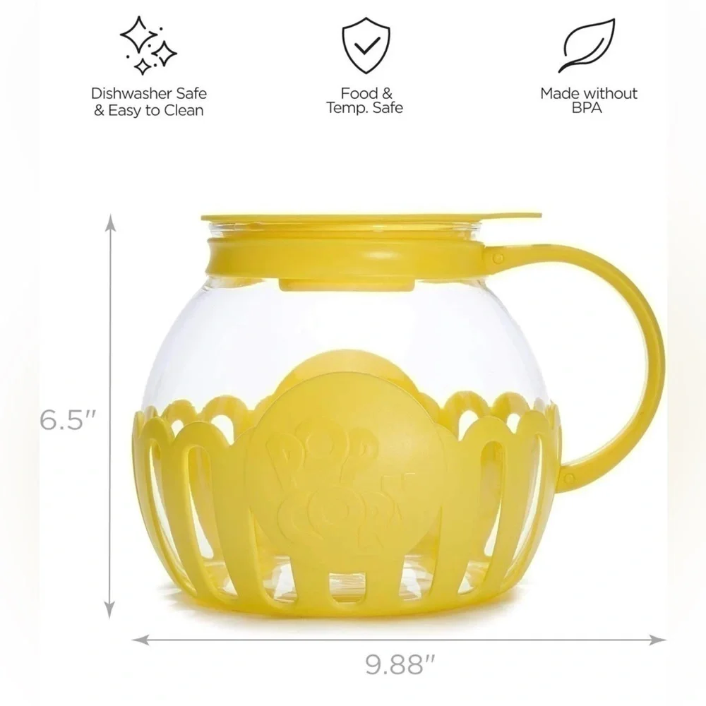 Ecolution Patented Micro-Pop Microwave Popcorn Popper Temperature Safe Glass